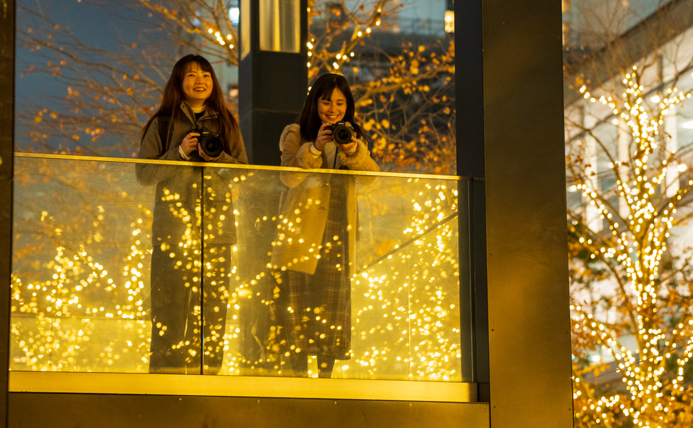 イルミネーションでポートレート