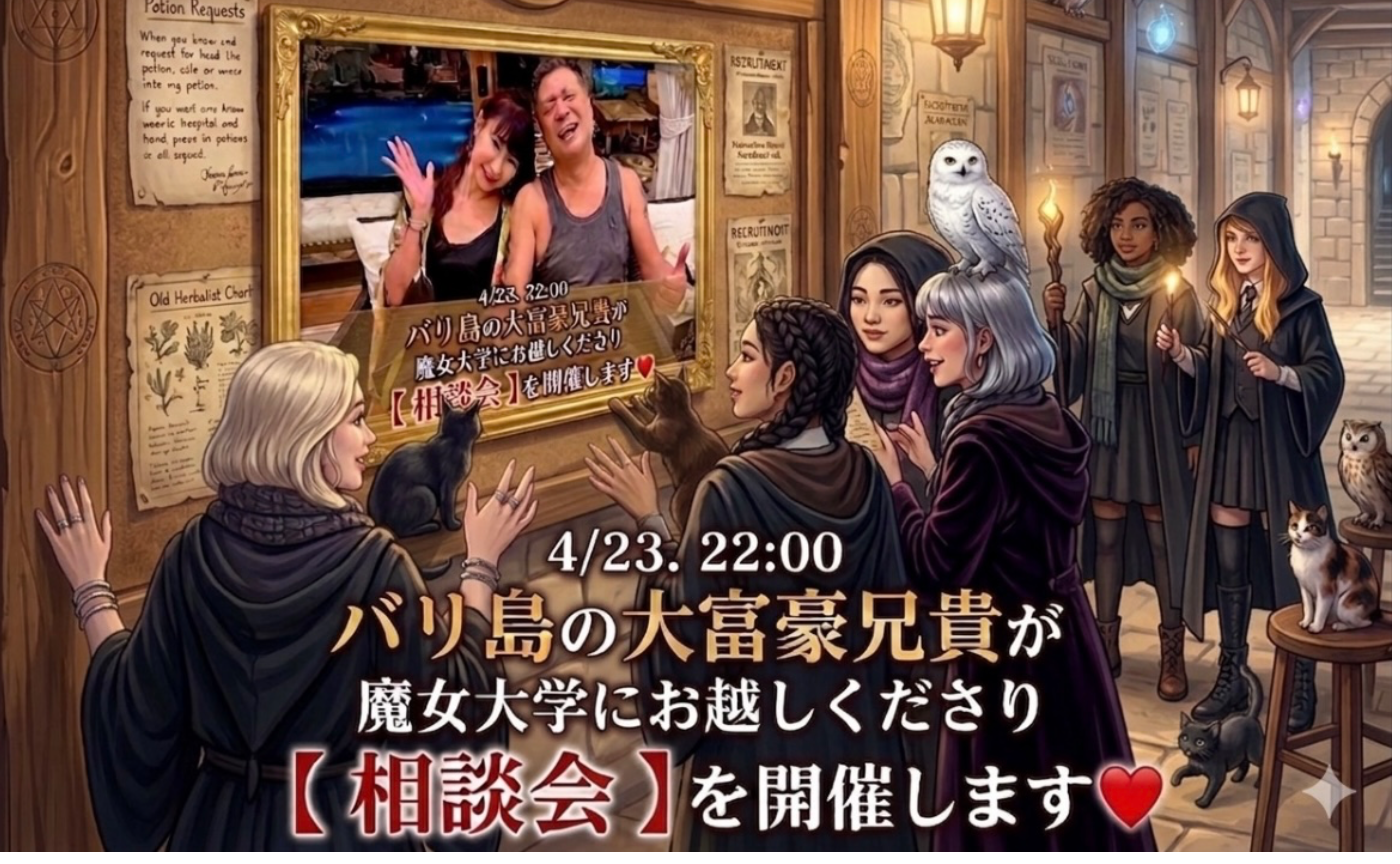本日22:00 バリ島から大富豪がご登場です❤️みなさま質問&お顔出し参加のスタンバイお願いします〜☺️