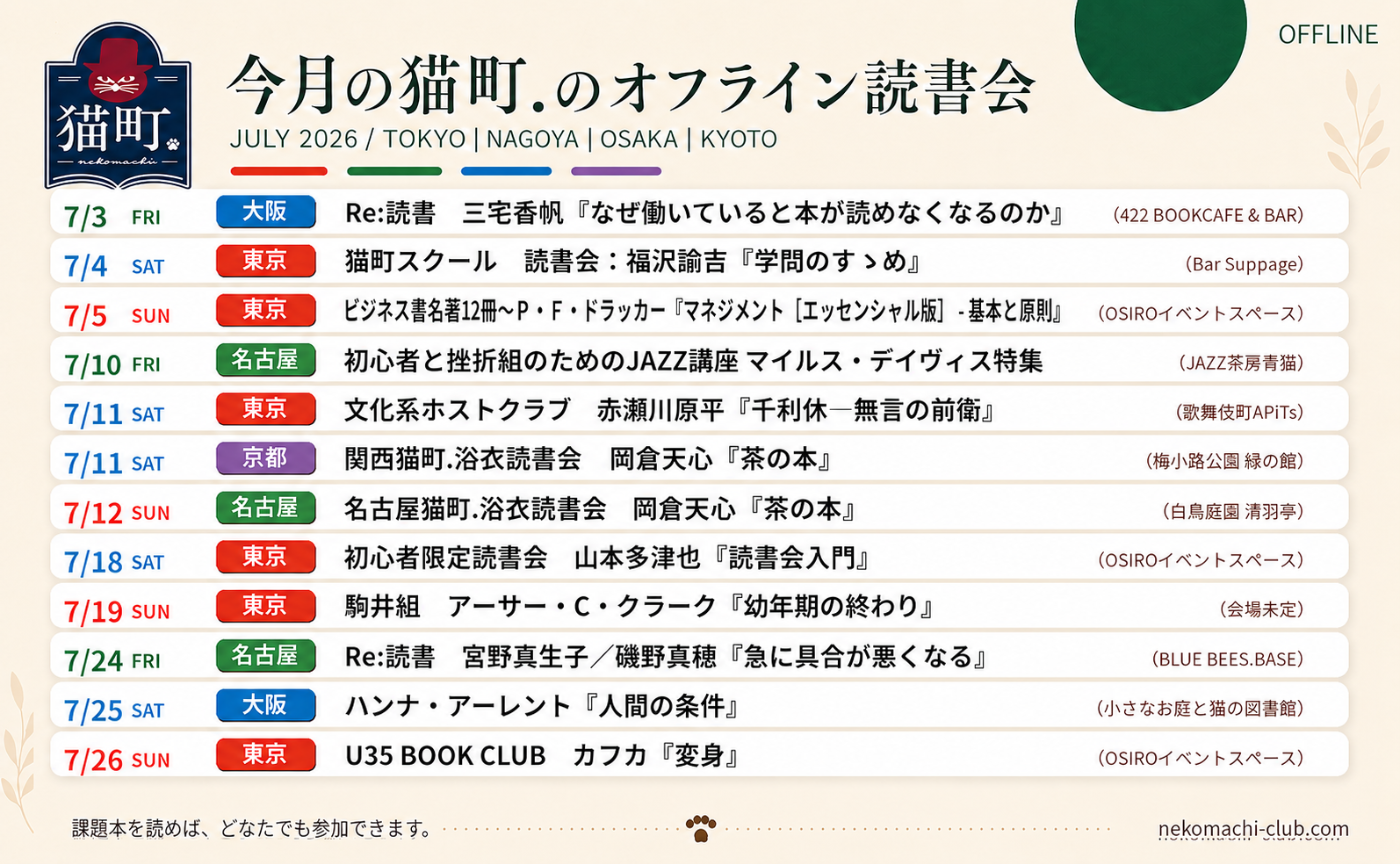 【一覧】7月の猫町.地域読書会