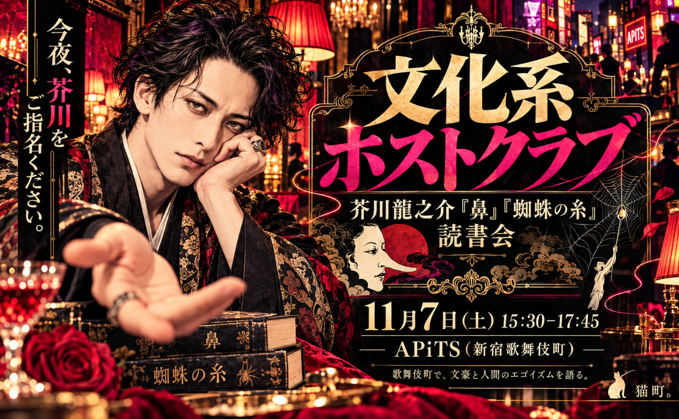 【東京】文化系ホストクラブ｜芥川龍之介『鼻』『蜘蛛の糸』