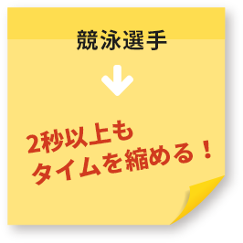 競泳選手 →2秒以上もタイムを縮める!